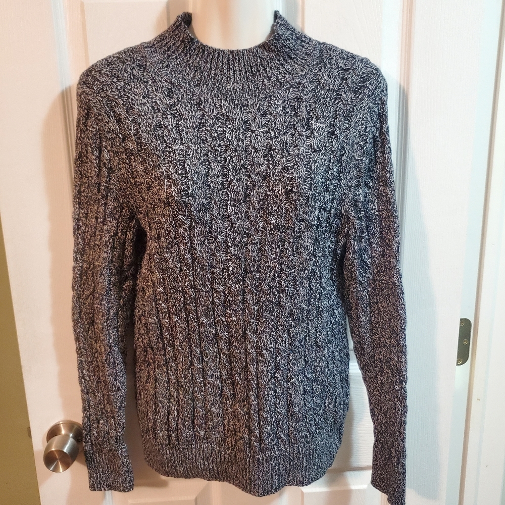 Black and white cable knit sweater